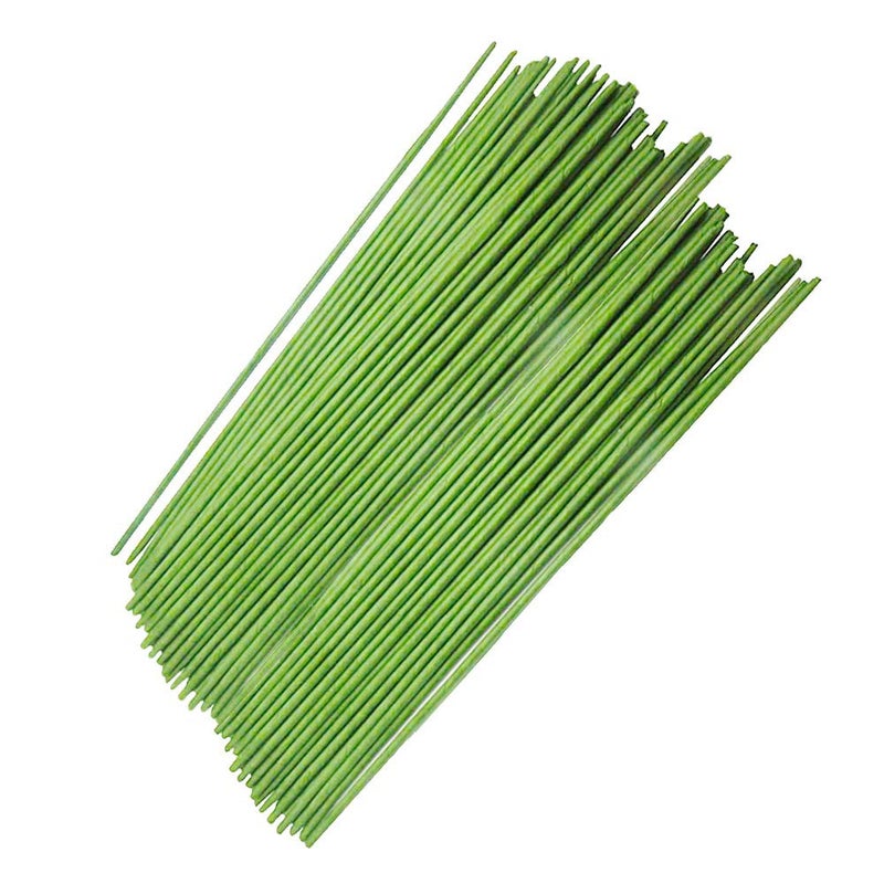 Xilanhhaa 100 Pcs 14 Inch 18 Gauge Floral Stems Wire,Green Flower Paper Wrapped Wires,DIY Crafting Floral Stem for Artificial Flowers Arrangements,Bouquets Flower Making Supplies - Image 1